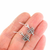 Small\ Menorah Dangling Drop Fish Hook Earrings Silver