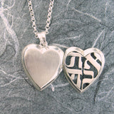 Large Heart Ahava (Love) Cut-out Locket Sterling Silver