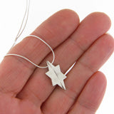 Architectural Star of David Pendant Necklace Silver Snake Chain 1mm