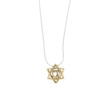 Double-Sided Chai Shin Star of David Pendant Necklace 14K gold Snake Chain 1mm