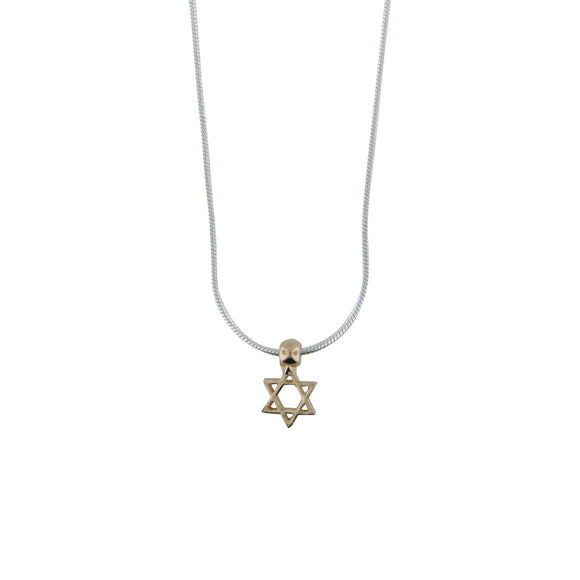 Tiny Star of David Pendant Necklace Silver 14K gold Snake Chain 1mm