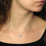 Star of David Round Star of David CZ Pendant Necklace Silver Snake Chain 1mm
