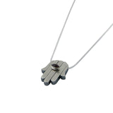 Kinetic Hamsa Pendant Necklace Silver Garnet or Amethyst Snake Chain 1mm