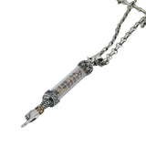 Pointer Yad Mezuzah Pendant Necklace Silver 14k gold Short Shema scroll on Antique Rolo Chain