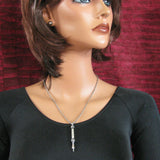 Pointer Yad Mezuzah Pendant Necklace Silver 14k gold Short Shema scroll on Antique Rolo Chain