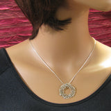 Circilar Shema Sh'ma Yisrael Pendant Necklace Silver 1pt Diamond Snake Chain 1mm