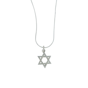 Star of David Pendant Necklace Silver on Snake Chain 1mm
