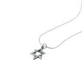 Star of David Pendant Necklace Silver on Snake Chain 1mm