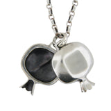 Small Pomegranate Hidden Star of David Pendant Necklace Silver Garnet Antique Rolo Chain