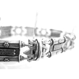 Torah Scrolls and Stars Of David Bracelet Silver 7" Womens