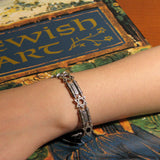 Torah Scrolls and Stars Of David Bracelet Silver 7" Womens