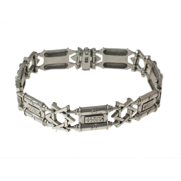 Torah Scrolls and Stars Of David Bracelet Silver 8