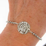 Shema Sh'ma Bracelet Silver on Antique Rolo Chain