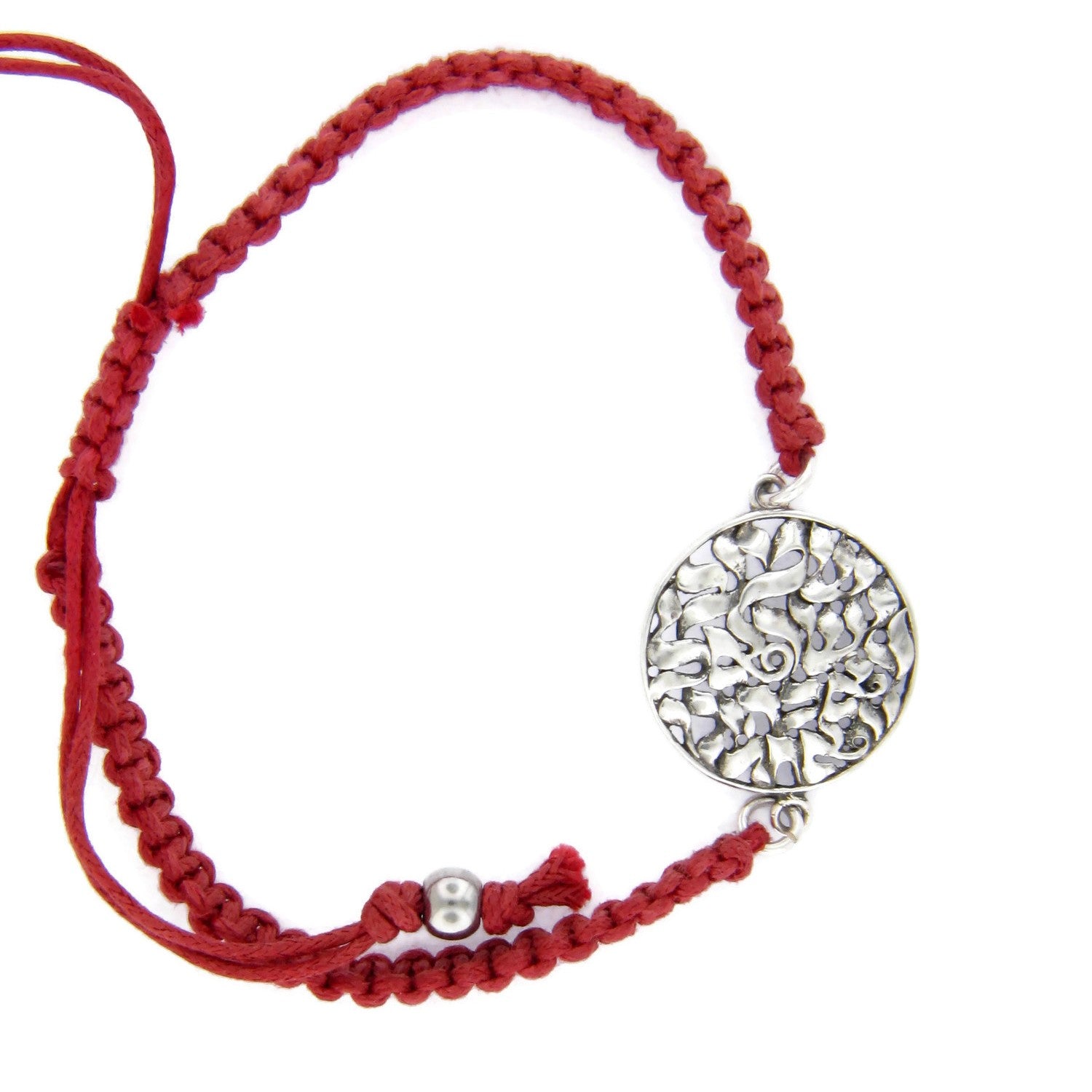 Shema Sh'ma Bracelet Silver Red Silk Braided Cord – www
