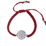 Shema Sh'ma Bracelet Silver Red Silk Braided Cord
