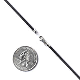 Black Leather Cord 2mm  and Sterling Silver Clasp