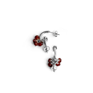 Tiny Pomegranate Earrings Silver Garnet