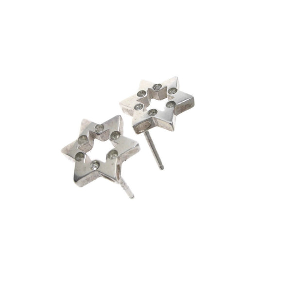 Star of David Studs Earrings Silver CZ