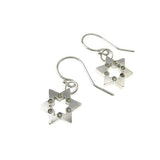 Star of David Dangle Drop Earrings Silver