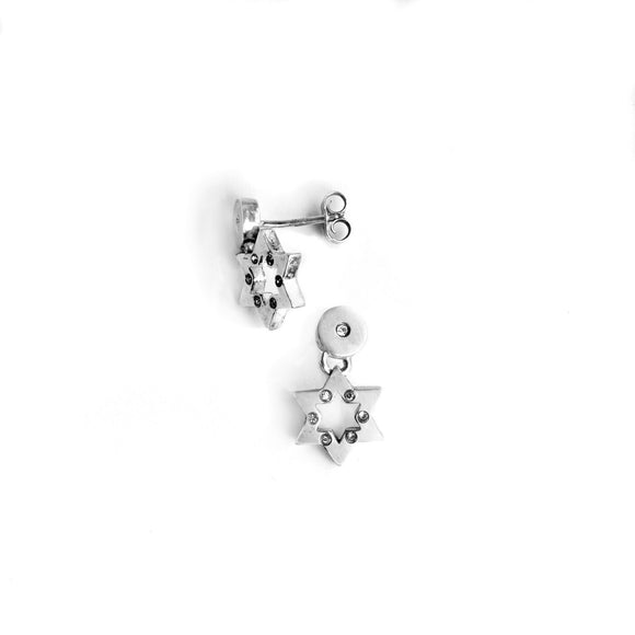 Star of David Earrings Silver CZ