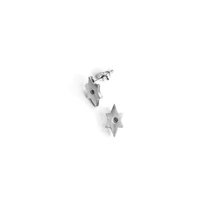 Star of David Studs Earrings Silver CZ