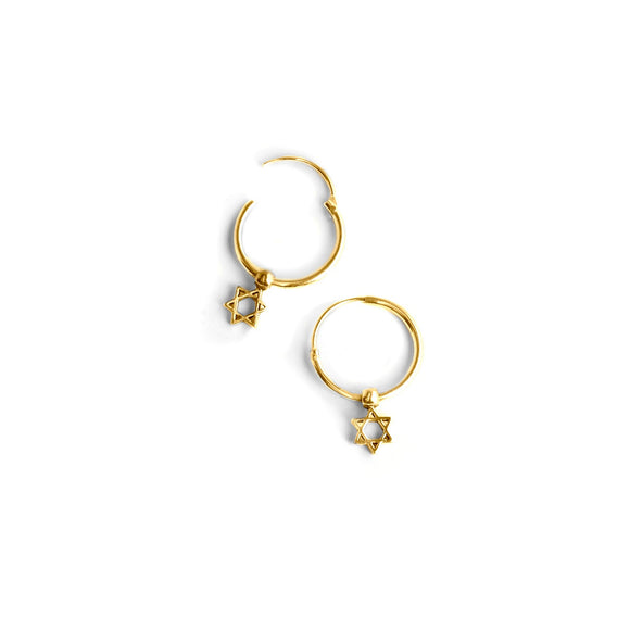 Star of David Delicate Hoop Earrings Silver 14K gold gold