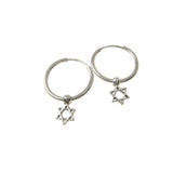 Star of David Delicate Hoop Earrings Silver