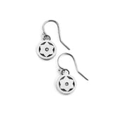 Round Star of David Earrings Silver CZ