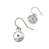 Round Star of David Earrings Silver CZ