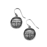 Round Menorah Earrings Silver