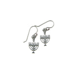 Small\ Menorah Dangling Drop Fish Hook Earrings Silver