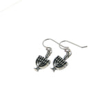 Small\ Menorah Dangling Drop Fish Hook Earrings Silver