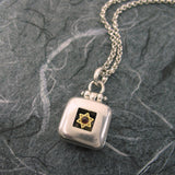 Star Of David Square Locket Sterling Silver Garnet