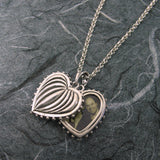 Large Ribbed Heart 2 Pictures
 Locket Sterling Silver