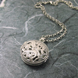 Round Medallion Art Nouveau 2-sided Locket Sterling Silver