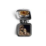 Star Of David Square Locket Sterling Silver and 14K Gold