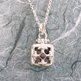 Maltese Cross Square Locket Sterling Silver Garnet