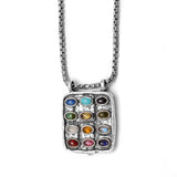 Hoshen 12 Tribes Aaron High Priest Breastplate Pendant Necklace Silver Semi-precious Stones on Rounded Box Chan