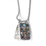 Hoshen 12 Tribes Aaron High Priest Breastplate Pendant Necklace Silver Semi-precious Stones on Rounded Box Chan