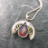 Menorah Ladybug Locket Sterling Silver and 14K Gold