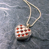 Victorian Quilted Heart Locket Sterling Silver Garnets