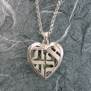 Large Heart Ahava (Love) Cut-out Locket Sterling Silver