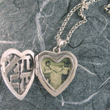 Large Heart Ahava (Love) Cut-out Locket Sterling Silver