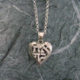 Small Heart Ahava (Love) Cut-out Locket Sterling Silver