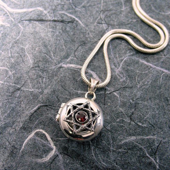 Star Of David Locket Sterling Silver