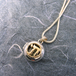 Chai Locket Sterling Silver and 14K Gold