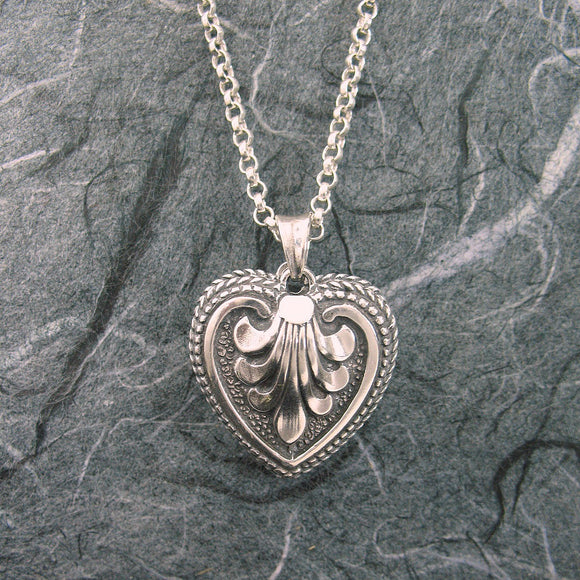 Victorian Ornate Heart Locket Sterling Silver