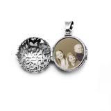 Large Round Shema Medallion Locket Sterling Silver