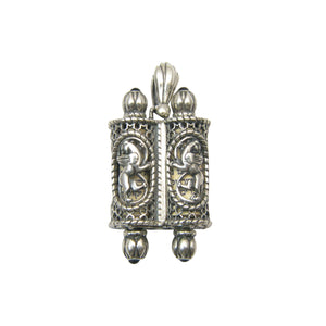 Lion of Judah Torah Scroll Pendant Silver Garnets Shema scroll Mens