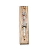 Door Mezuzah Case Silver Olive Tree Wood Garnets